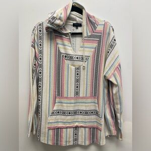 4 for $25 🍒 Warehouse One Multicolor Tribal Striped Pull-Over / Hoodie Size 1x